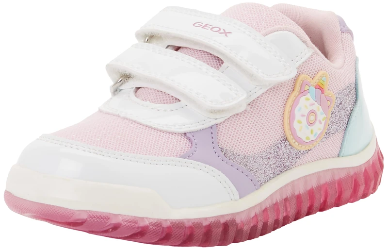 Geox Boys Girls B LIGHTYLOO Girl A Trainers, White/Pink, 25 EU