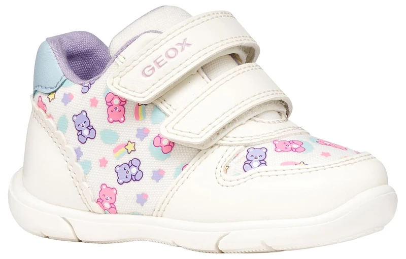 Geox Baby Girls' B ZAPITO Girl A Trainers, White/LT Blue, 18 EU
