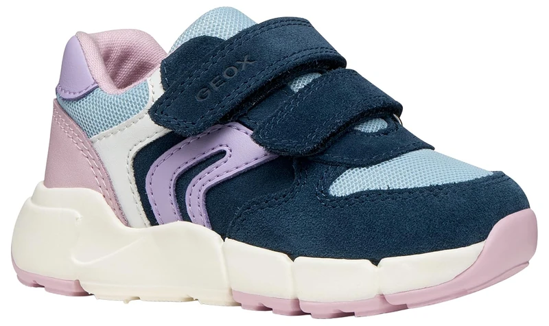 Geox Boy's B Flexyper Mini Girl Sneaker, Navy Lt Lilac, 7.5 UK Child
