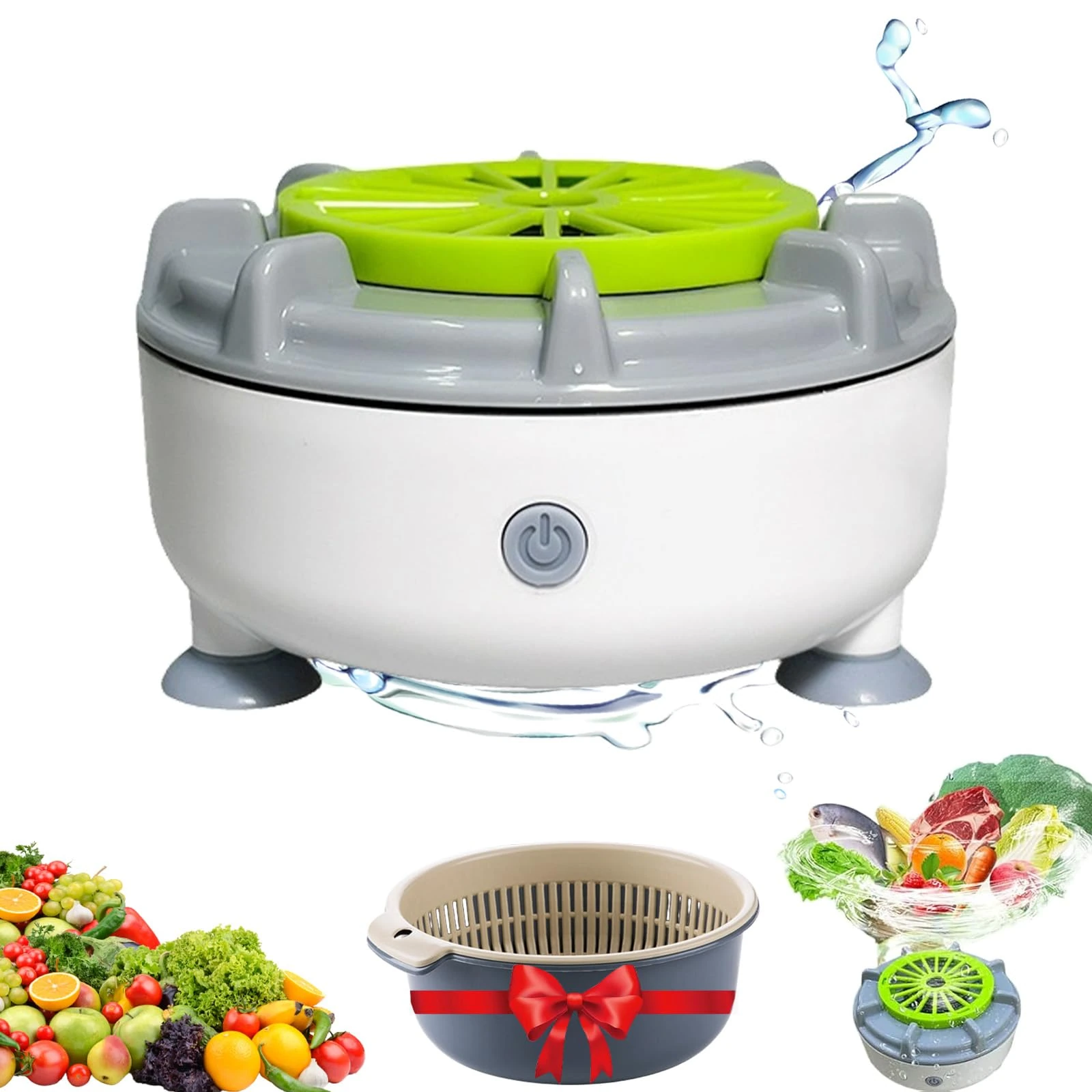 Efficient Portable Fruit and Vegetable Washers, Ultrasonic Vegetable Cleaner, Water-Proof, Electric Fruit Cleaner, Portable Usb Wireless Charging, for Washing Fruits, Vegetables, Grain, Meat (D)