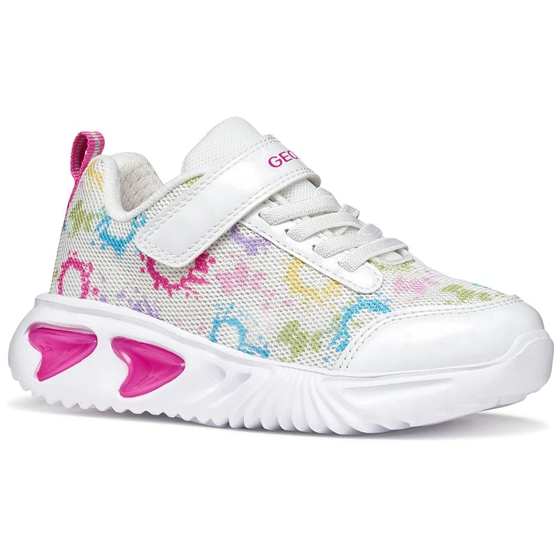 Geox J Assister Girl B Trainers, White/Multicolour, 36 EU