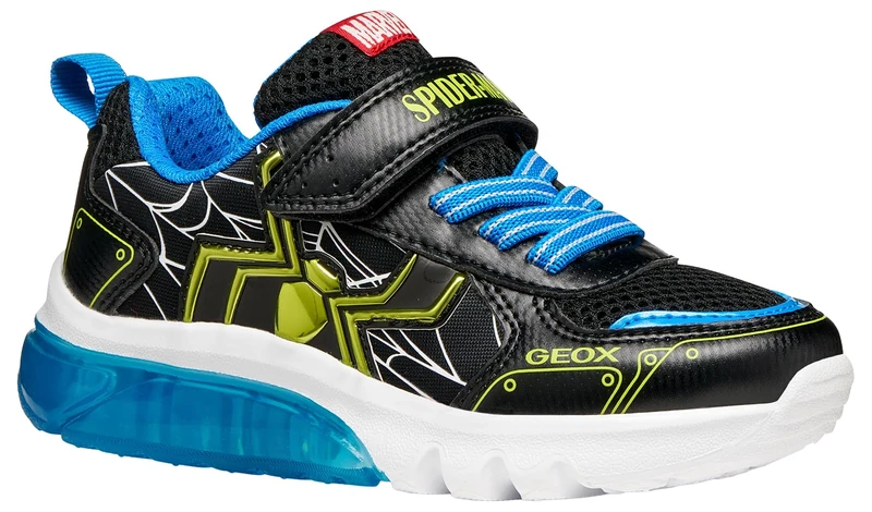 Geox Boy's J Ciberdron C Sneaker, Black Lime, 1.5 UK