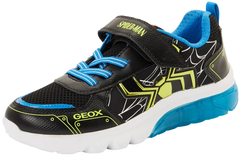 Geox J CIBERDRON Boy C Trainers, Black/Lime, 28 EU