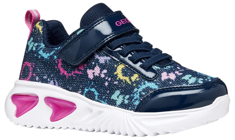Geox J Assister Girl B Trainers, Blue/Multicolour, 30 EU