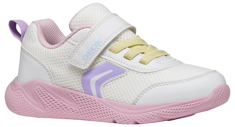 Geox J Sprintye Girl B Sneaker, White Pink, 2.5 UK