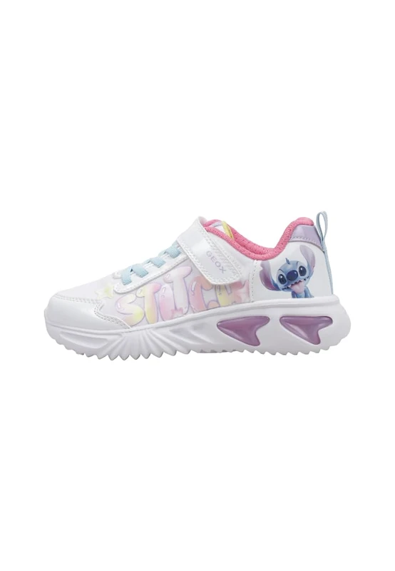Geox J Assister Girl B Trainers, White/Multicolour, 34 EU