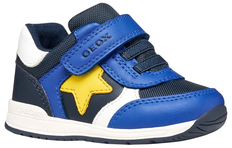 Geox B Rishon Boy A Sneaker, Navy Yellow, 7.5 UK Child