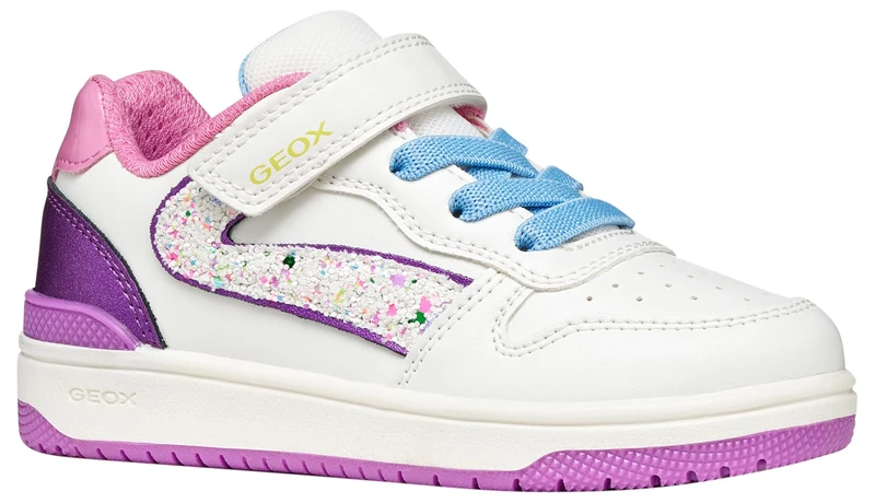 Geox J WASHIBA Girl A Trainers, White/DK Purple, 30 EU