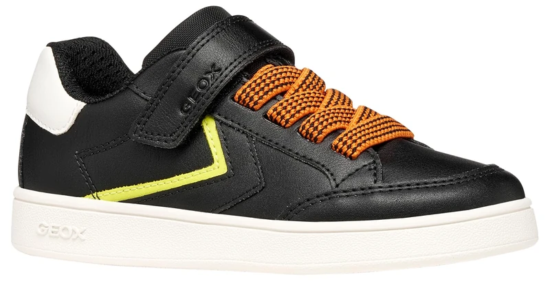 Geox J Eclyper Boy A Trainers, Black/Orange, 36 EU