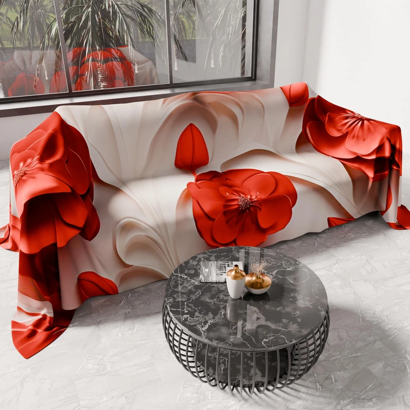 PETTI Artigiani Italiani - Microfibre Sofa Cover 260 x 270 cm, Floral Pattern 05 14 | Multipurpose for Sofas, Bedspreads and Table Covers | Washable Protective Cover - Image 1