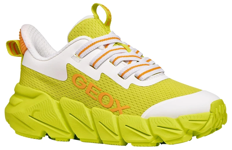 Geox J Flexyper Fast Boy Sneaker, Lime White, 3 UK