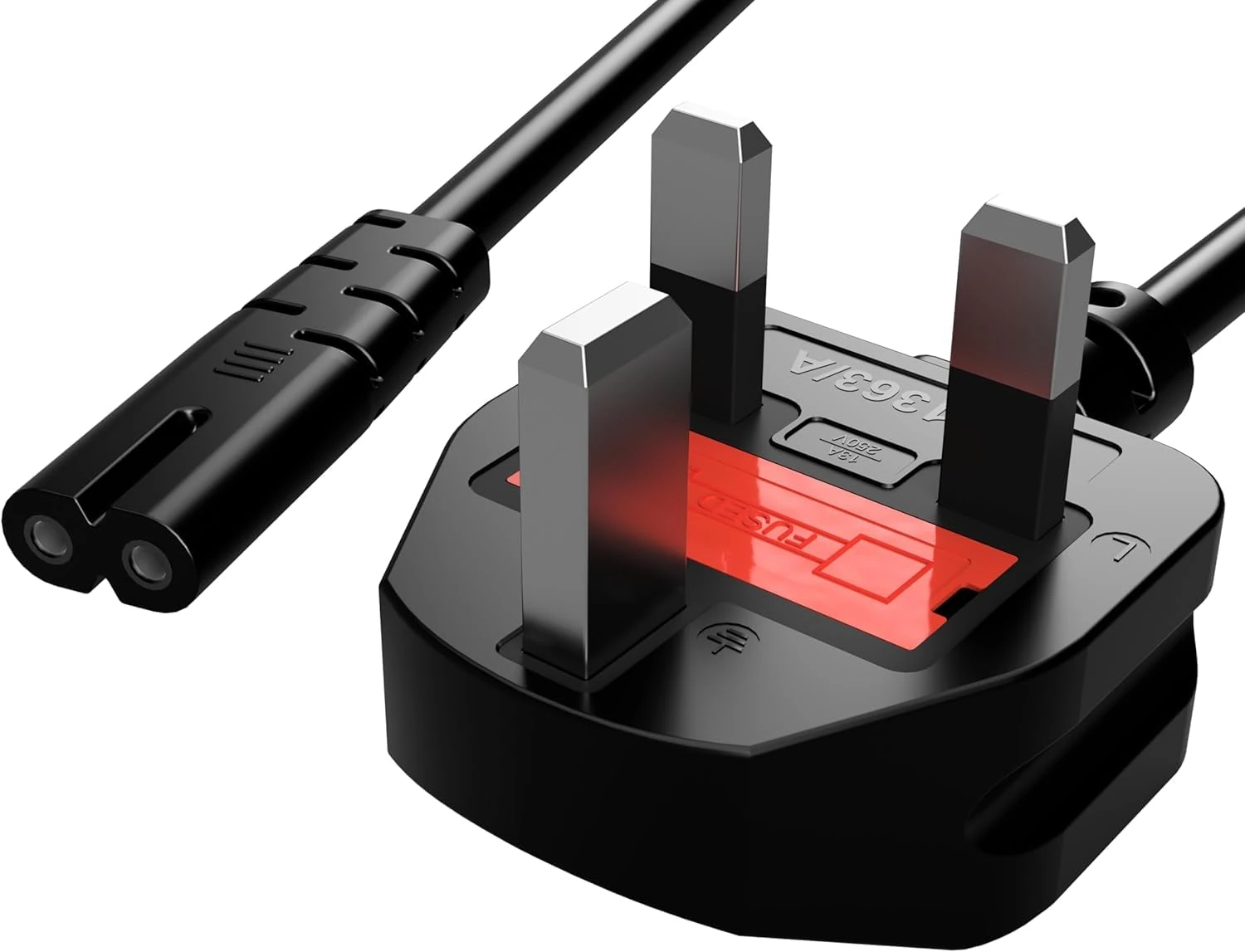 Mains Power Cable Figure 8 C7 Lead Compatible with PS3, PS4, PS5, Xbox, TV, Printer, UK 3-Pin Plug, 5 Amp