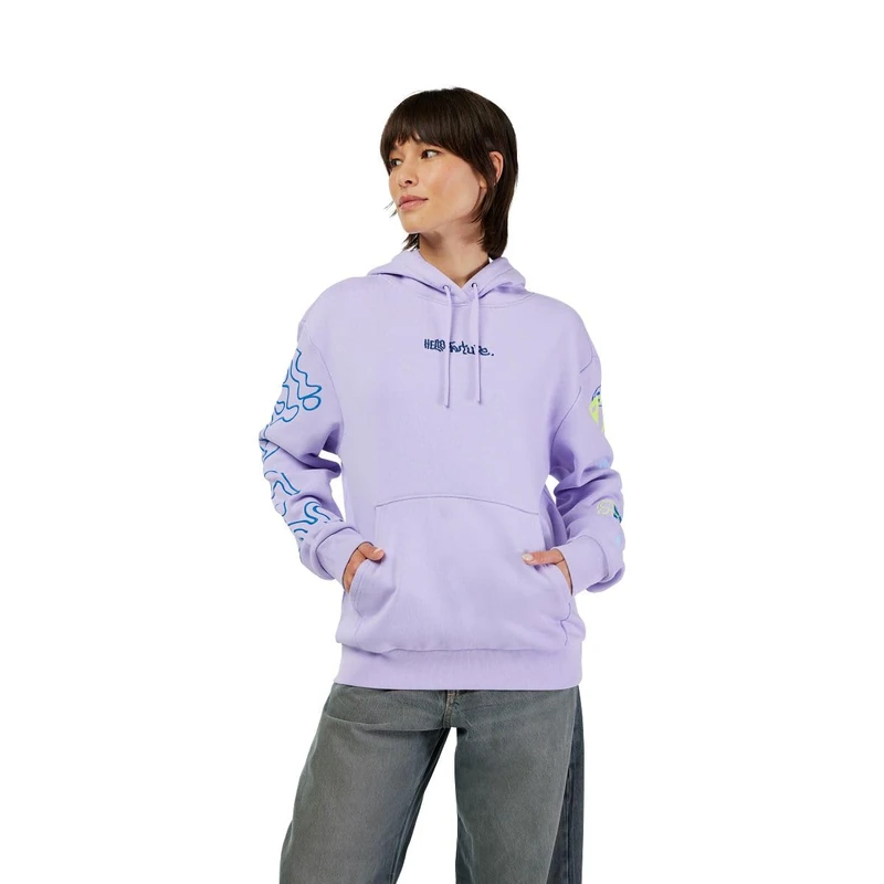 Hoodie Fox Lady Hello Future Fleece Po Lilac L