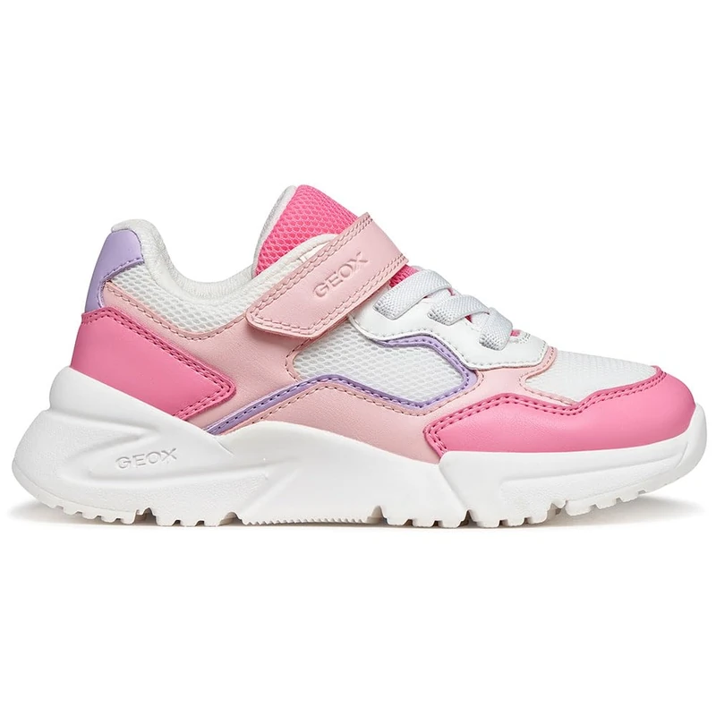 Geox J Loftus Girl B Trainers, Salmon/White, 35 EU