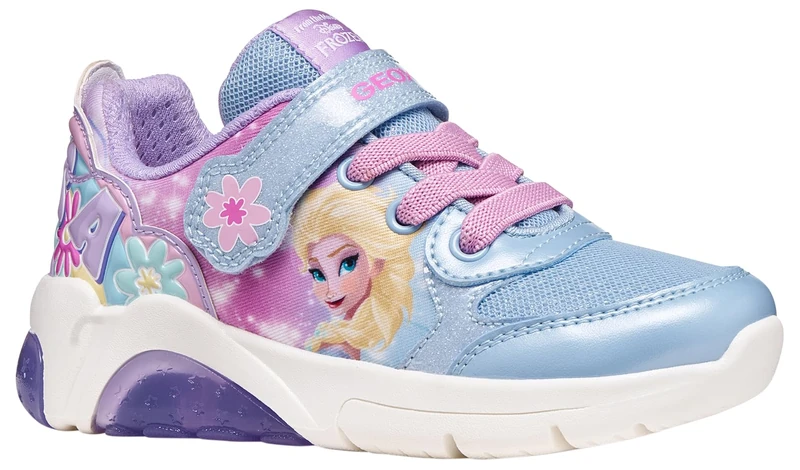 Geox Girl's J Fadinlight C Sneaker, Lilac Sky, 1 UK
