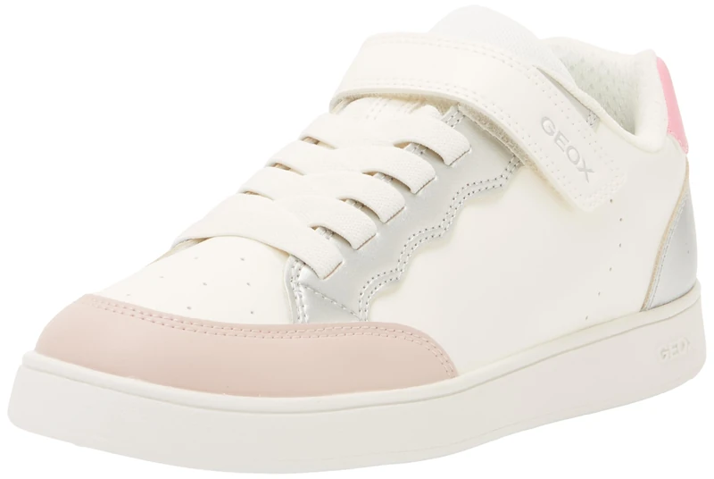 Geox J Eclyper Girl B Trainers, White/Rose, 28 EU