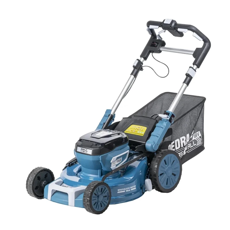 DEDRA Cordless Lawnmower with 2 x 18 V Battery + Charger, High Performance 2800-3200 rpm, V-Cut Blade, 62 L Grass Catcher Basket, Cutting Width: 460 mm, Cutting Height: 30-75 mm