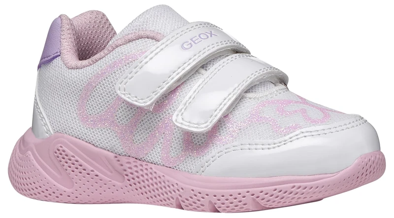Geox Boys Girls B SPRINTYE Girl A Trainers, White/LT Lilac, 27 EU