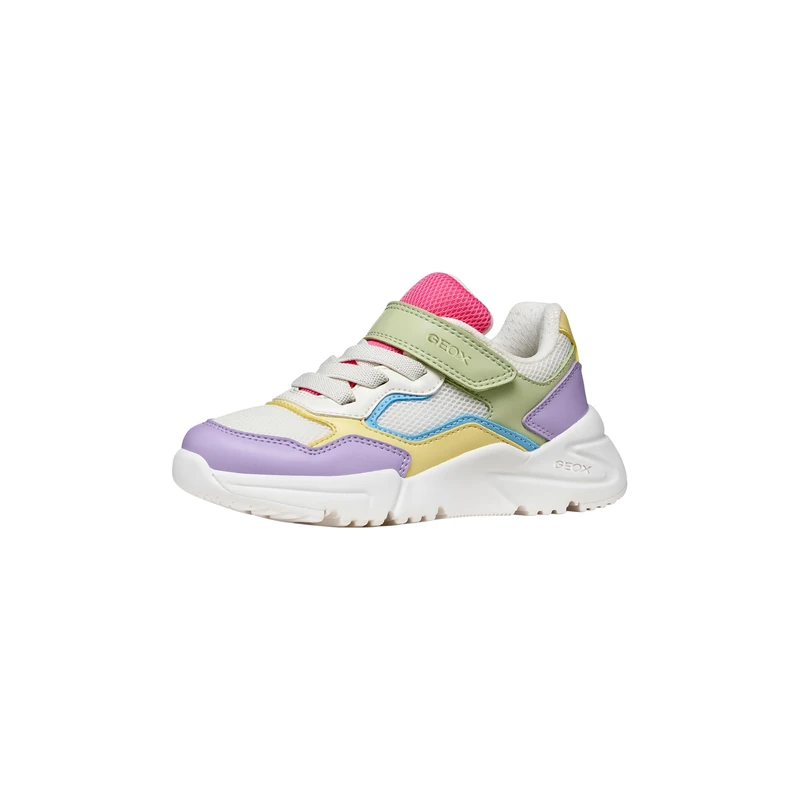 Geox J Loftus Girl B Sneaker, Multicolour White, 10 UK Child