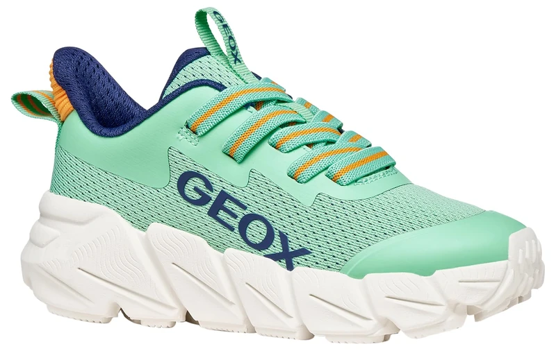 Geox J FLEXYPER Fast Boy Trainers, Mint/LT Orange, 29 EU