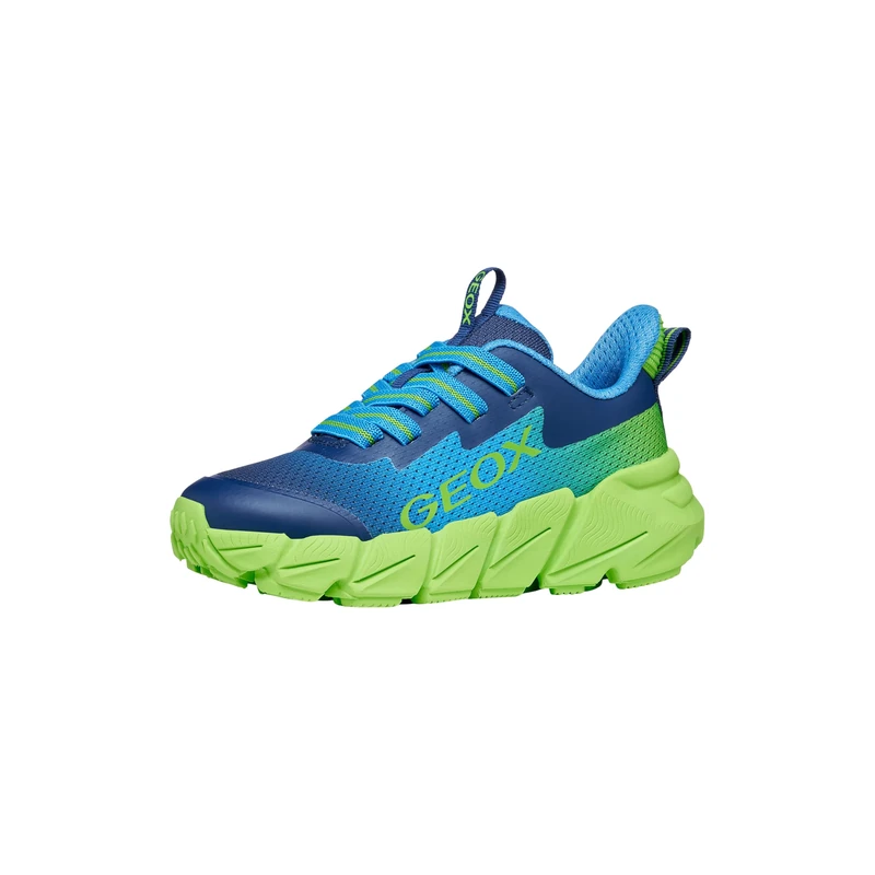 Geox J FLEXYPER Fast Boy Trainers, LT Blue/Lime, 29 EU
