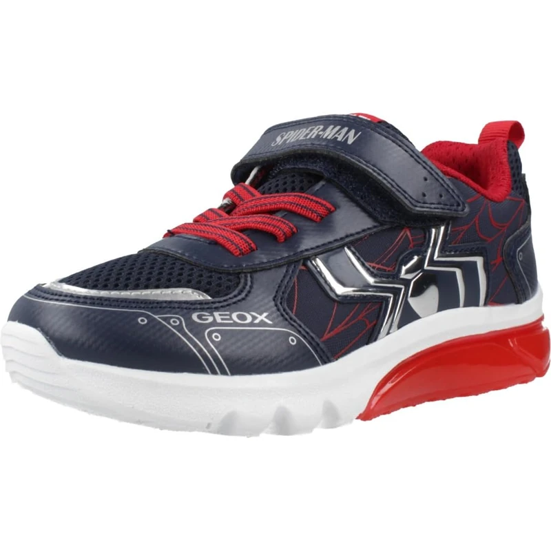 Geox Boy's J Ciberdron C Sneaker, Navy red, 1 UK