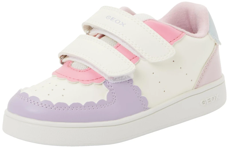 Geox Boys' Girls' B Eclypper Girl A Trainers, Optic White/LT Lilac, 26 EU