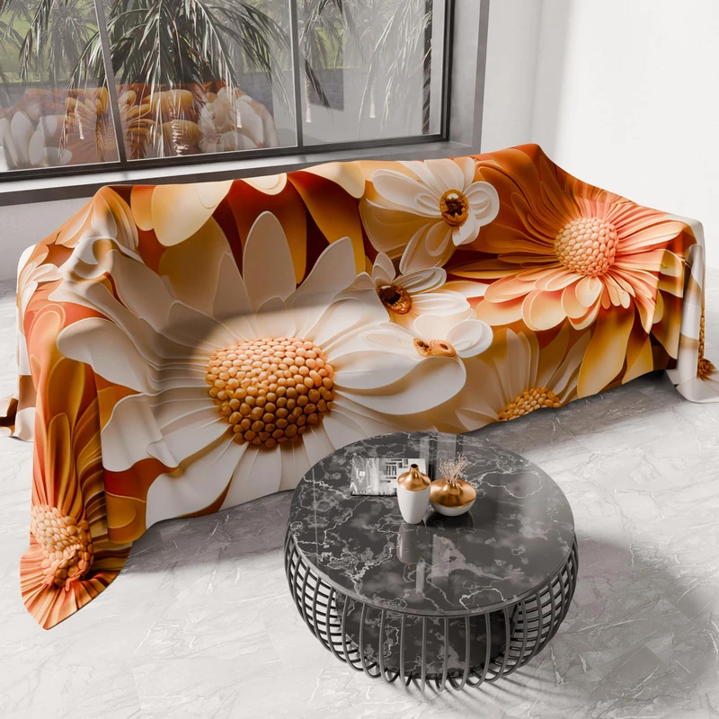 PETTI Artigiani Italiani - Spring Summer Bedspread for Double Bed and Half Beds, Light Blanket for Double Beds, Floral 05-2 100% Made in Italy