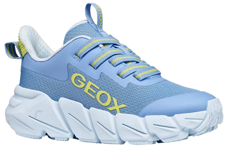 Geox J FLEXYPER Fast Girl Trainers, LT Blue/Lime, 36 EU