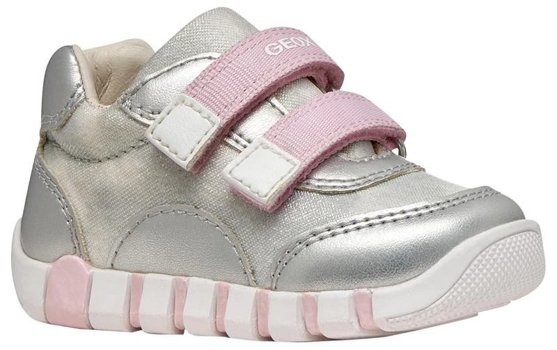 Geox Baby Girls' B Iupidoo Girl ASneaker, Silver Pink, 4.5 UK