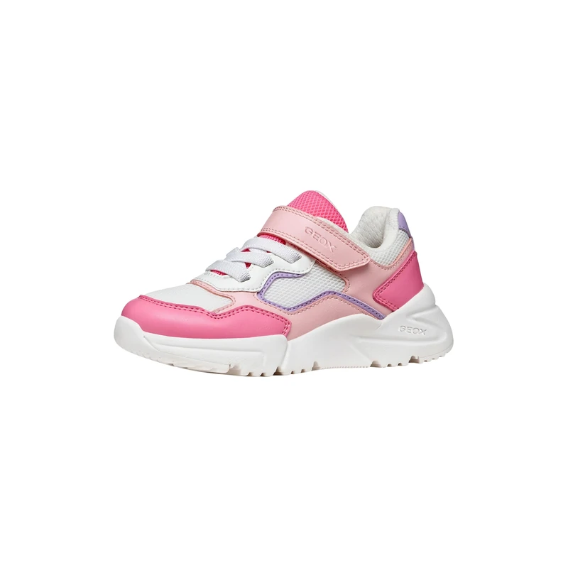 Geox J Loftus Girl B Sneaker, Salmon White, 6 UK