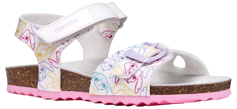 Geox J Adriel Girl C Sandal, White/DK Pink, 29 EU