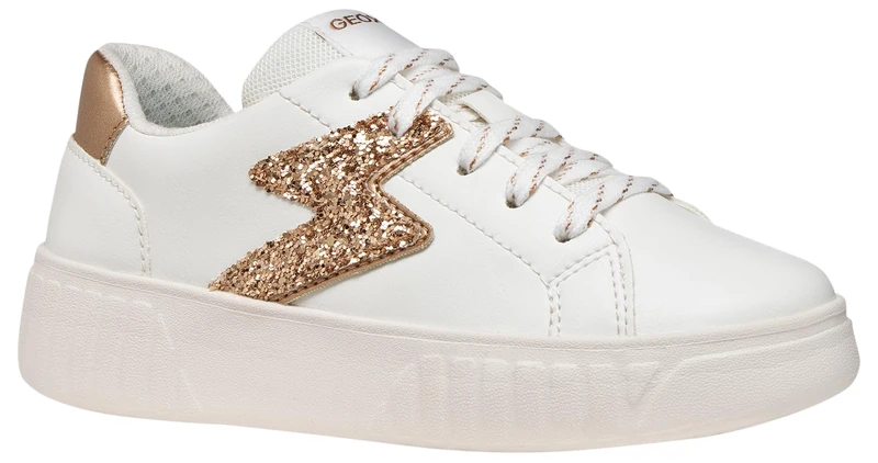 Geox J Mikiroshi Girl A Sneaker, White Rose Gold, 3 UK