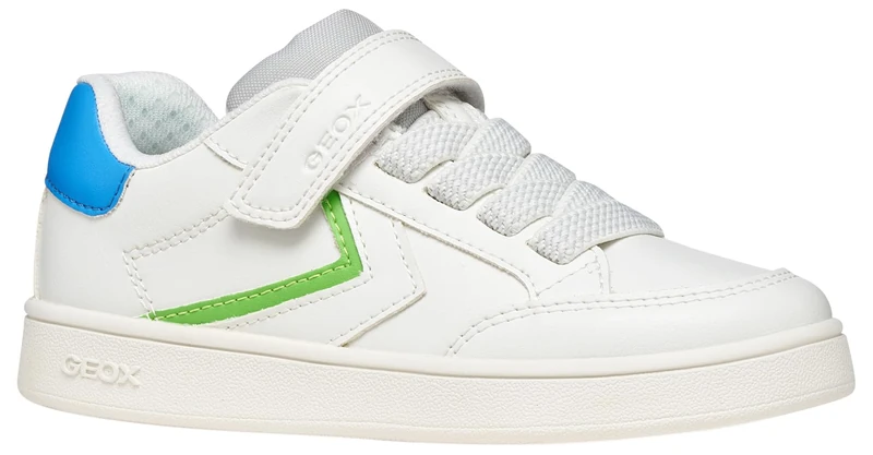 Geox J Eclyper Boy A BasketBoy, White and Light Green, 8.5 UK - Image 1