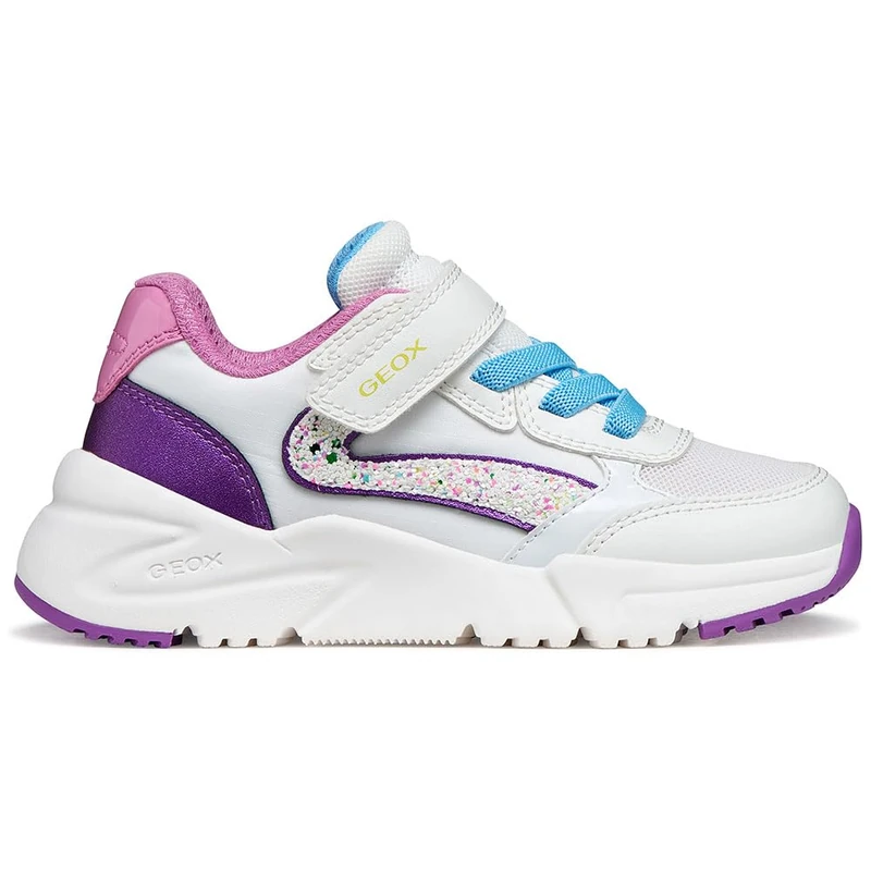 Geox J Loftus Girl A Trainers, White/DK Purple, 30 EU