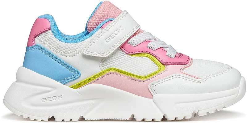 Geox J Loftus Girl B Sneaker, White Pink, 4 UK