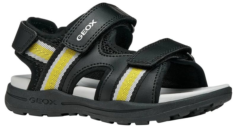 Geox J Vaniett Boy B Sandal, Black Yellow, 2.5 UK