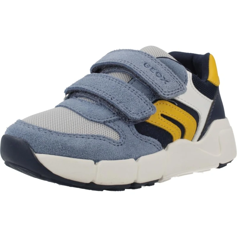 Geox B Flexyper Mini Boy Trainers, Sky/Yellow, 25 EU