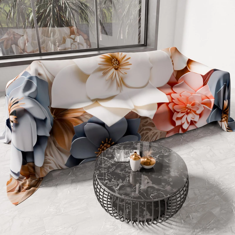 PETTI Artigiani Italiani - Spring Summer Bedspread for Double Bed and Half Beds, Light Blanket for Double Beds, Floral 05-1 100% Made in Italy