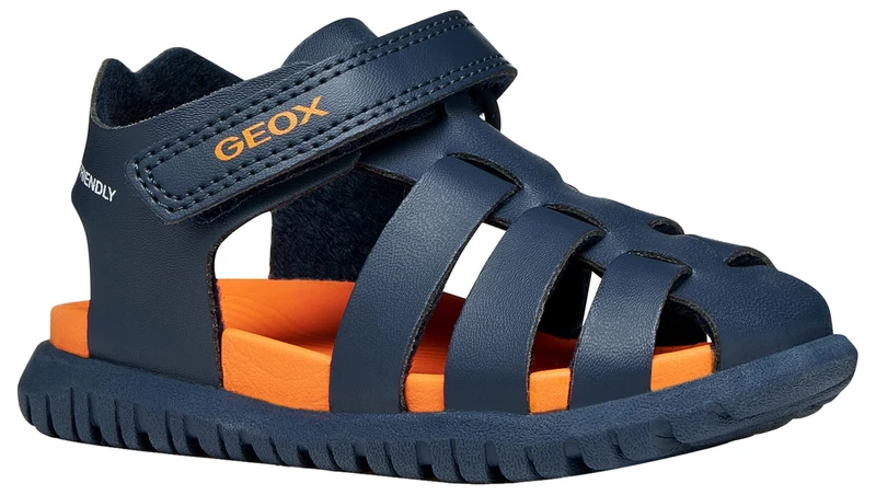 Geox B FUSBETTO BO Sandal, Navy/Orange, 26 EU