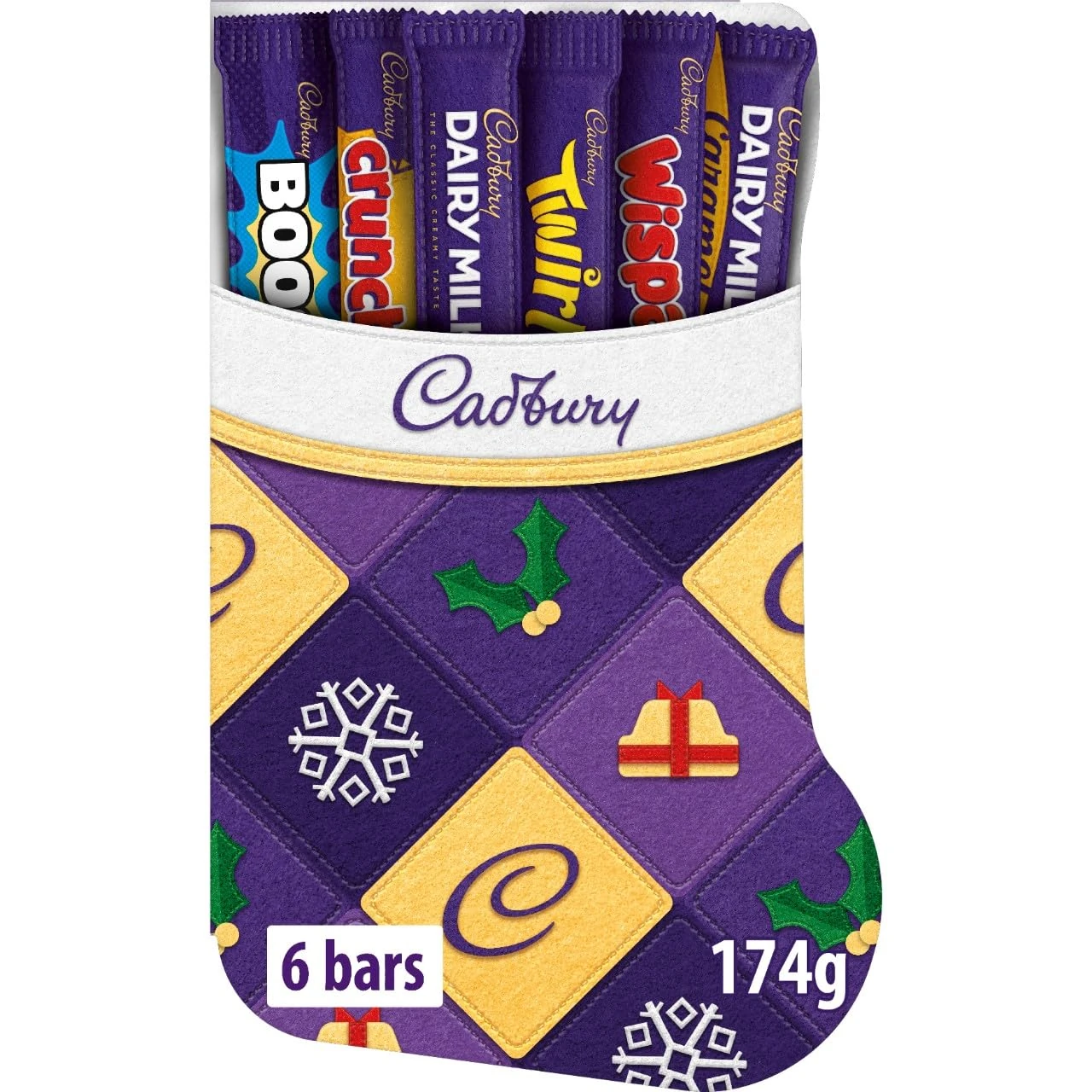 Cadbury Festive Stocking Chocolate Selection Box, Perfect Stocking Filler Gift, Includes 6 Bars, 174 g (Pack of 1)