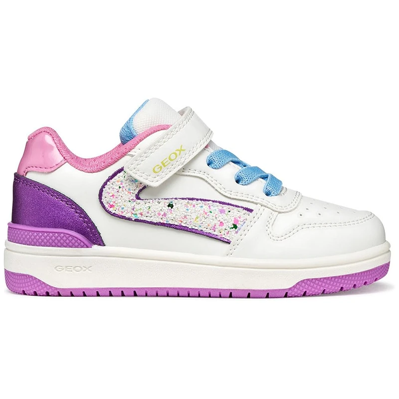 Geox J WASHIBA Girl A Trainers, White/DK Purple, 38 EU