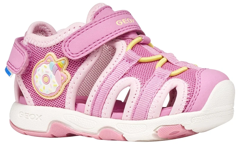Geox Boy's B Sandal Multy Girl, Dk Pink Lt Yellow, 7.5 UK Child