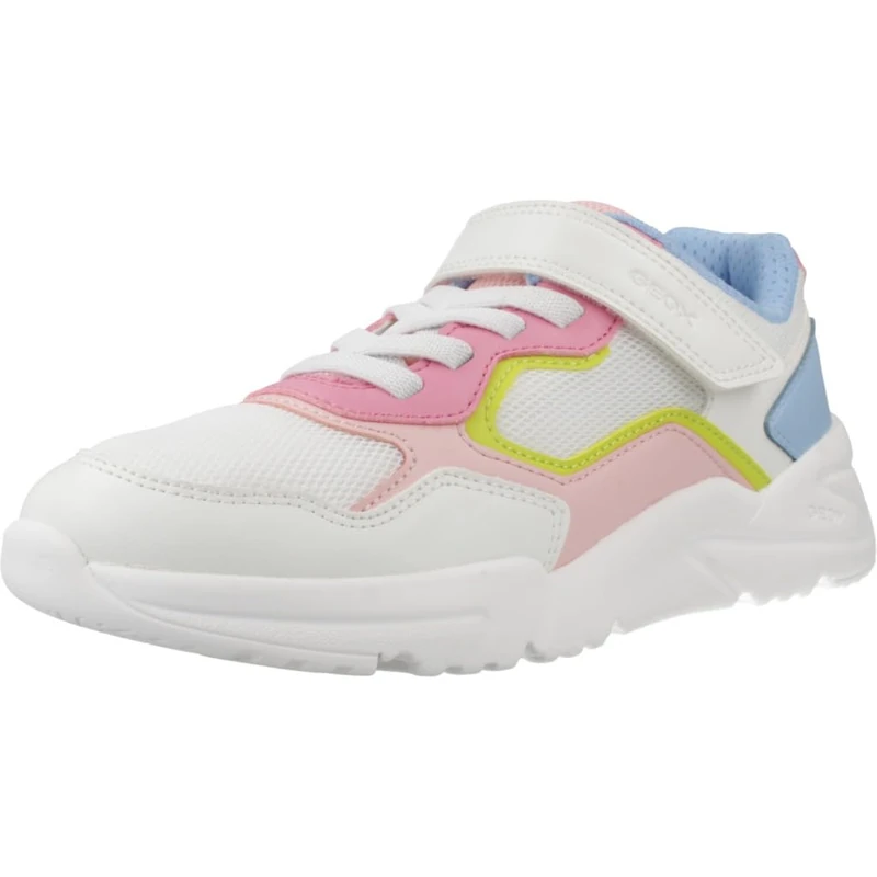 Geox J Loftus Girl B Trainers, White/Pink, 29 EU