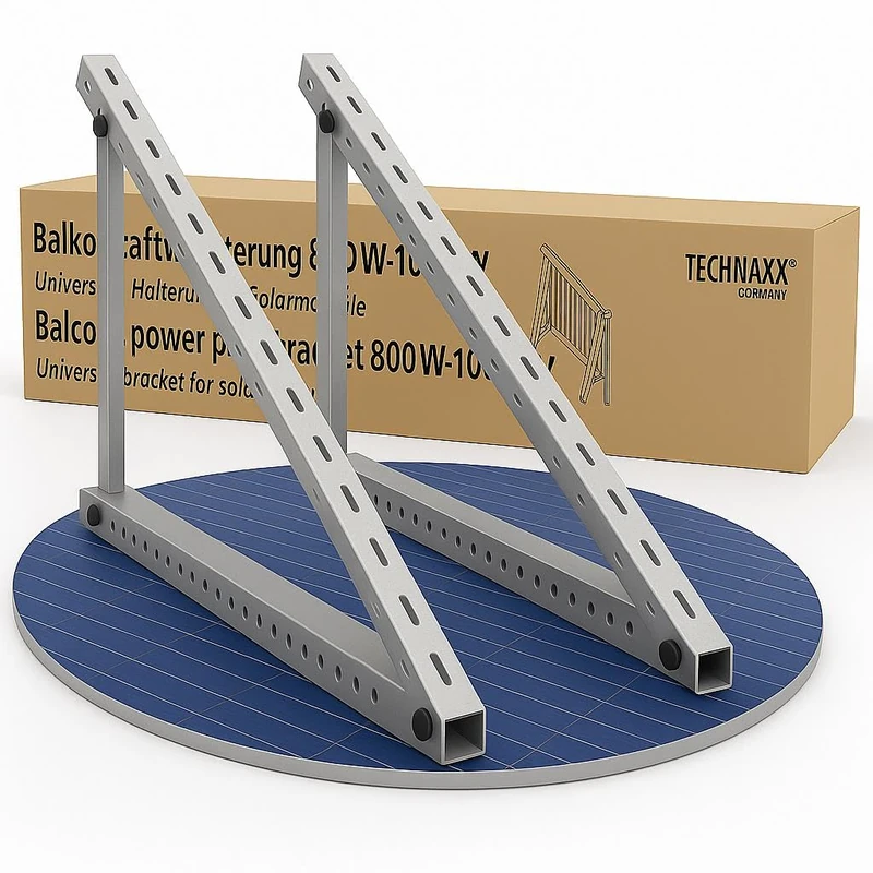 Technaxx Balcony Power Plant Mounting Brackets PRO TX-309 – Adjustable Solar Panel Stand & Mount for 800W–1000W – Heavy-Duty Brackets for Balcony, Wall & Ground – DGS Certified, Statically Tested