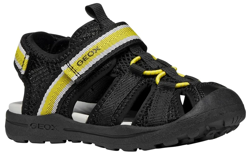 Geox J VANIETT Boy A Sandal, Black/Yellow, 24 EU