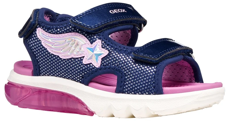 Geox Girl's J Sandal Ciberdron G, Navy Pink, 26 EU