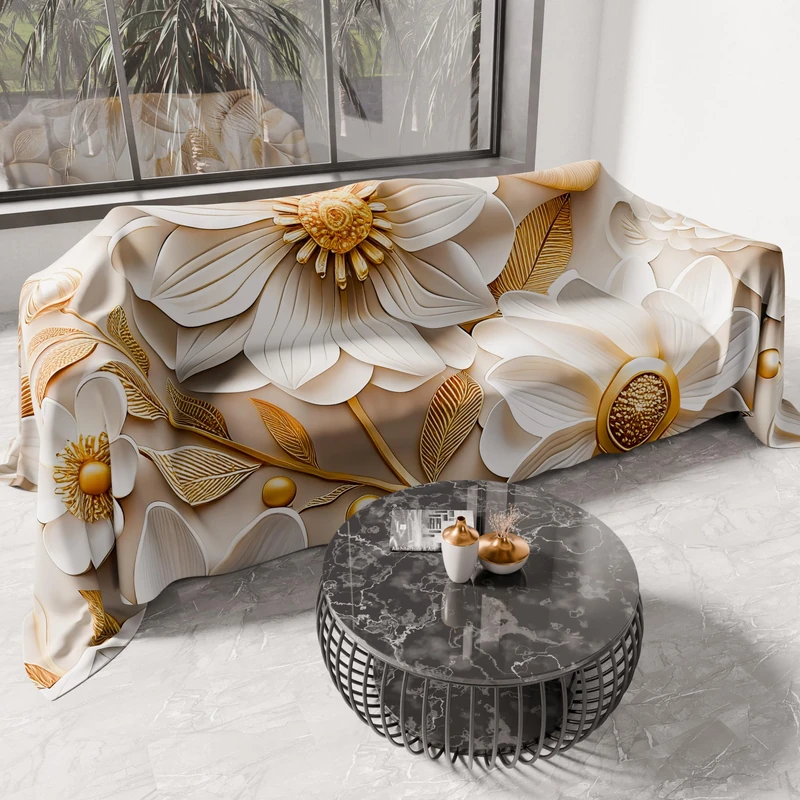 PETTI Artigiani Italiani - Microfibre Sofa Cover 260 x 270 cm, Floral Pattern 05 13 | Multipurpose for Sofas, Bedspreads and Table Covers | Washable Protective Cover