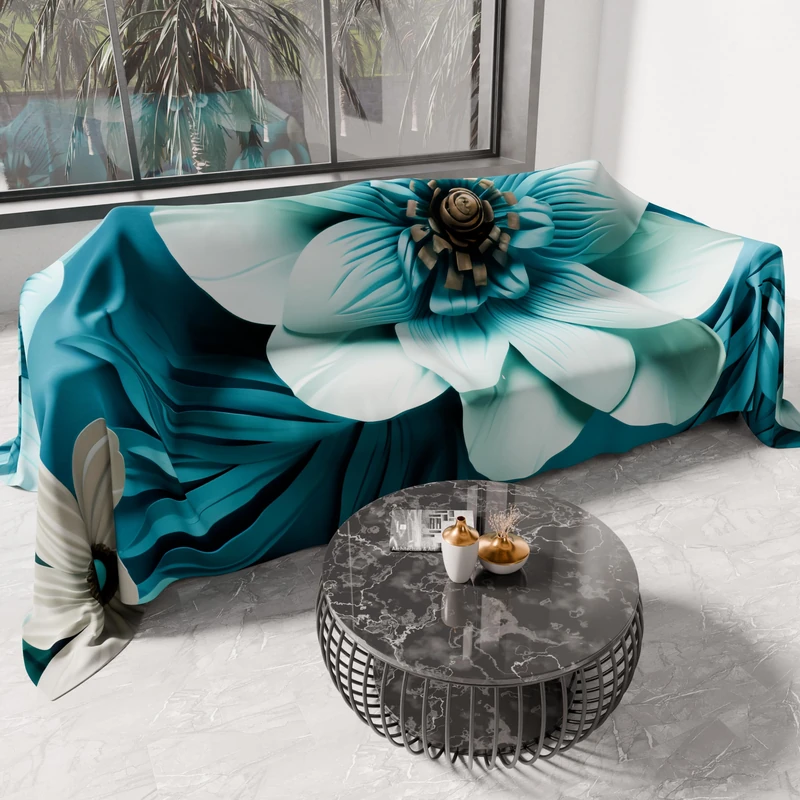 PETTI Artigiani Italiani - Spring-Summer Double Bed Bedspread Lightweight Blanket Double Bed Sheet Floral 05-21 100% Made in Italy