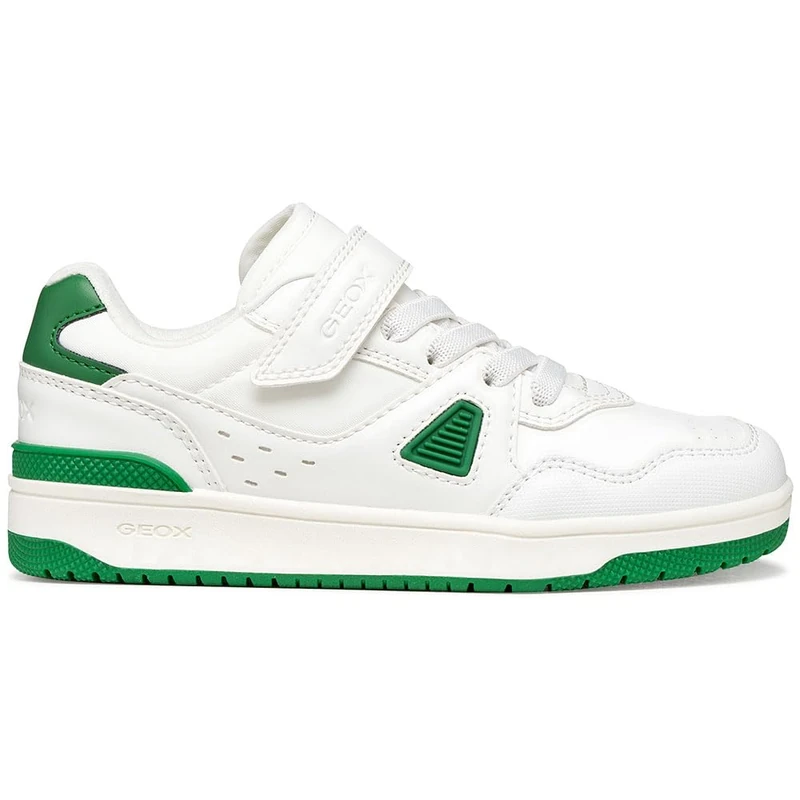 Geox J Washiba Boy A Sneaker, White Green, 3 UK